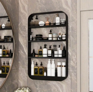 Wall-Mounted Bathroom Shelf – No-Drill Storage Organizer for Toiletries & Cosmetics