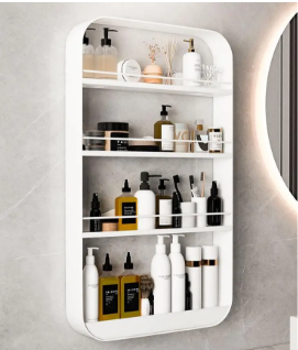 Wall-Mounted Bathroom Shelf – No-Drill Storage Organizer for Toiletries & Cosmetics