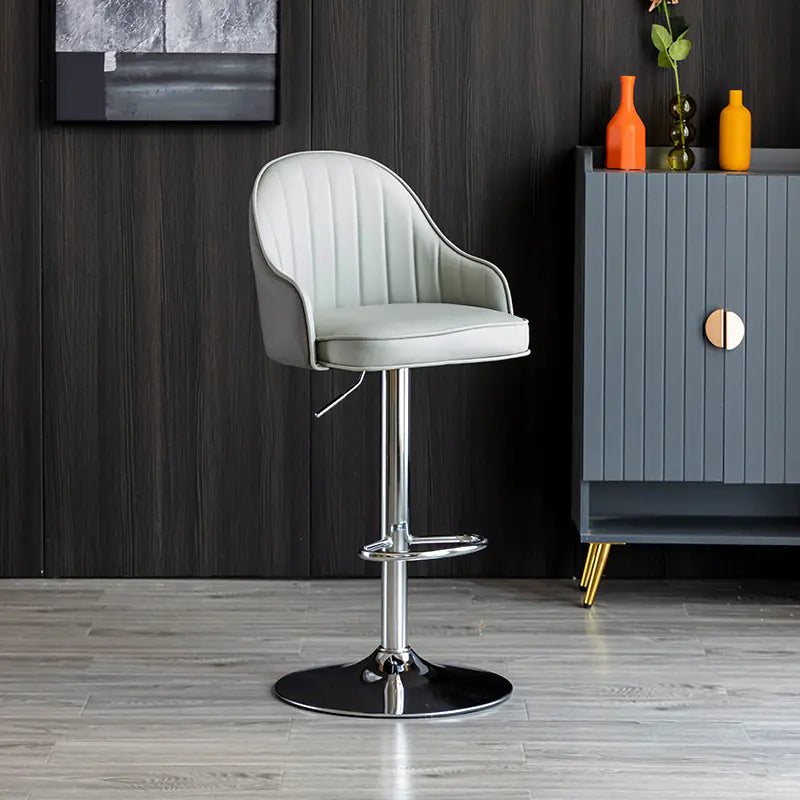 Luxury Modern Bar Chair | Adjustable Height Swivel Stool with Comfortable Backrest