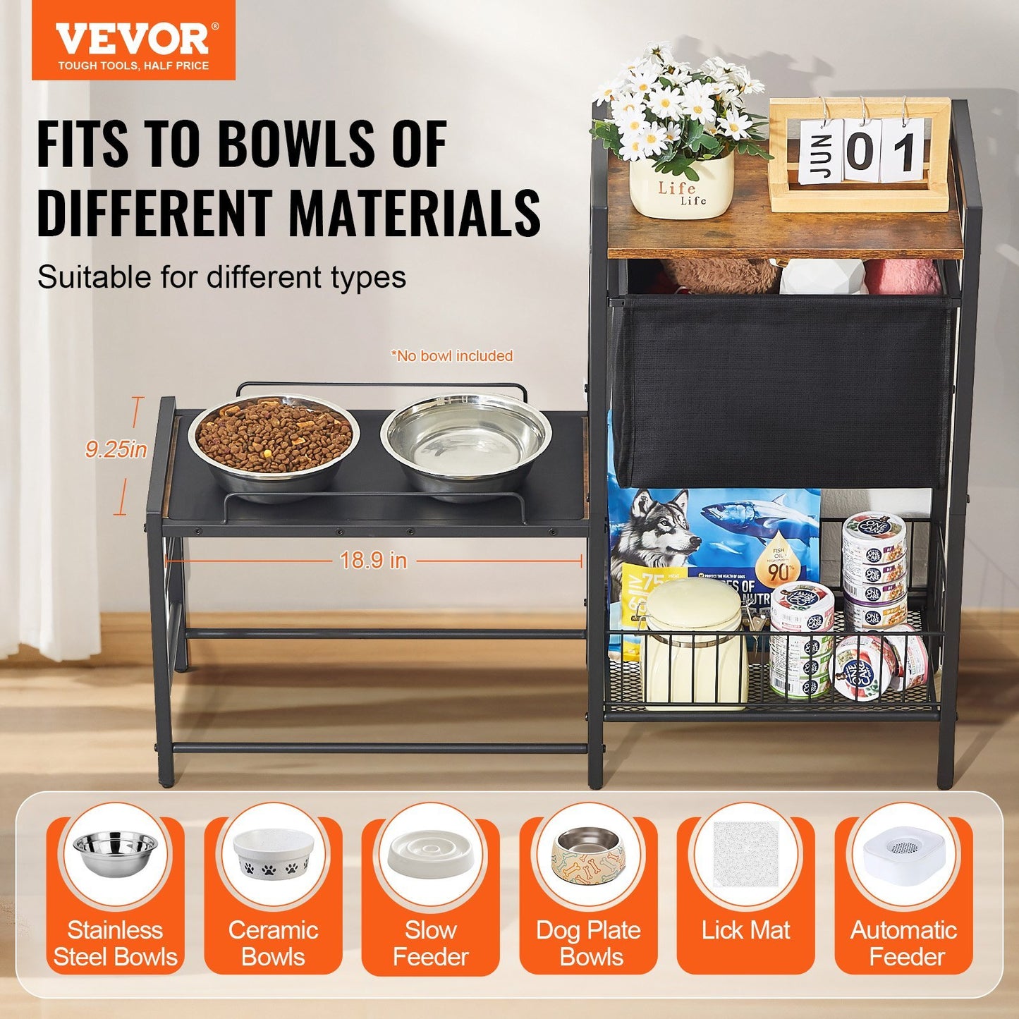 Pet Feeding Station with Storage – Elevated Dog Food & Toy Organizer