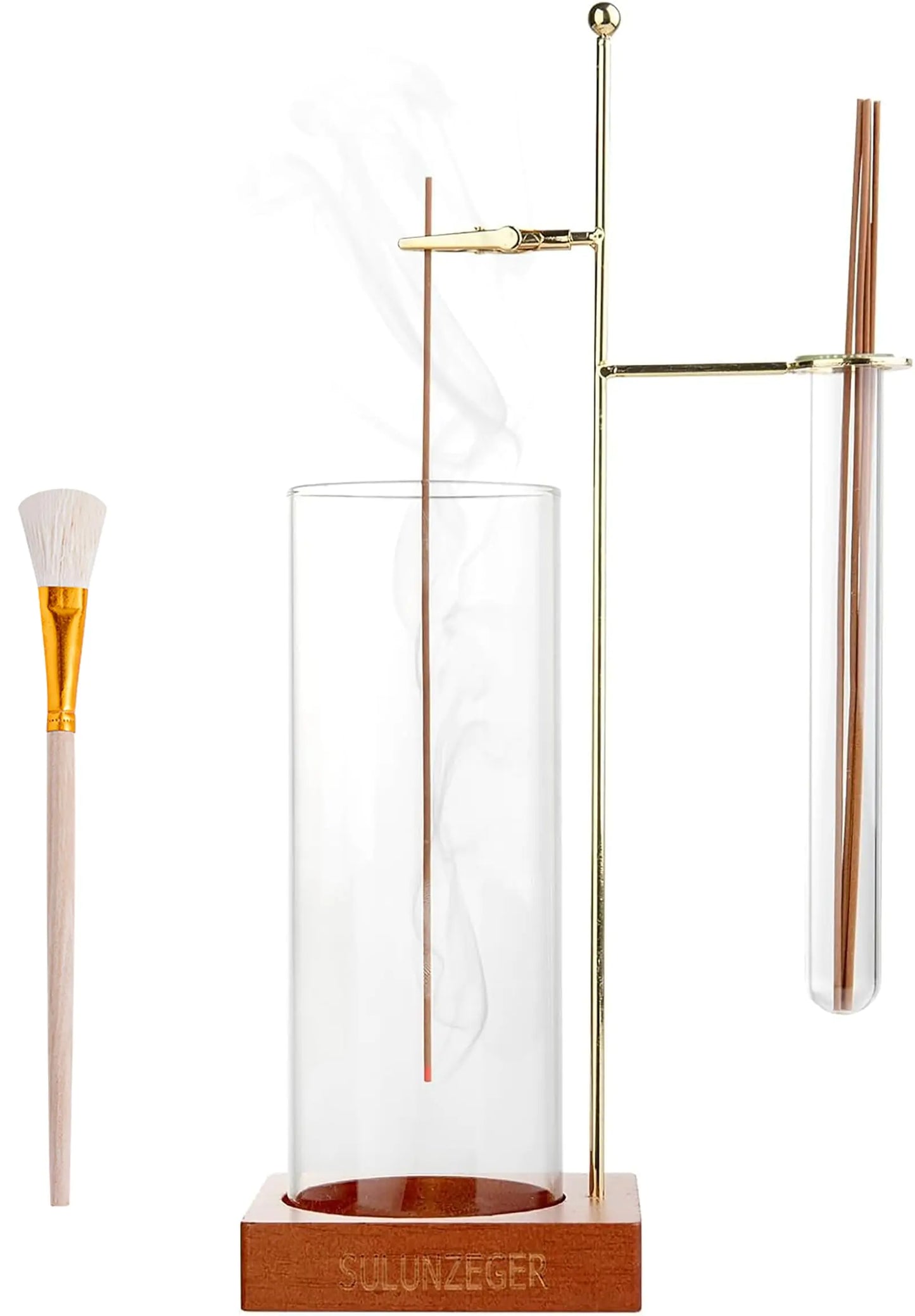 Modern Vertical Incense Burner with Glass Ash Catcher & Storage Tube