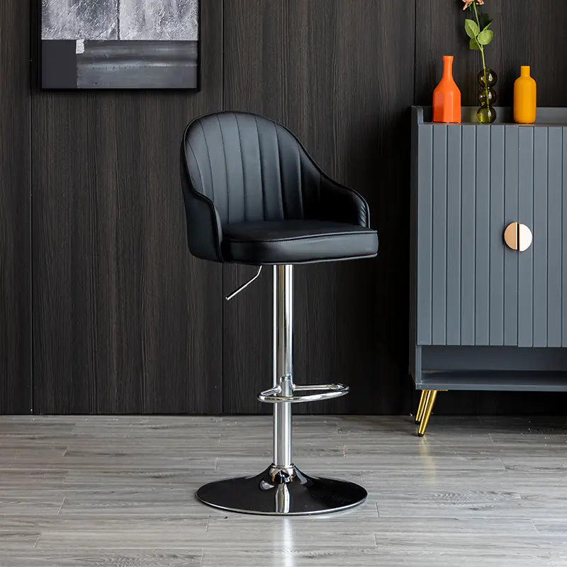 Luxury Modern Bar Chair | Adjustable Height Swivel Stool with Comfortable Backrest