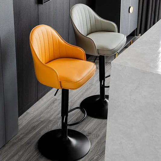 Luxury Modern Bar Chair | Adjustable Height Swivel Stool with Comfortable Backrest