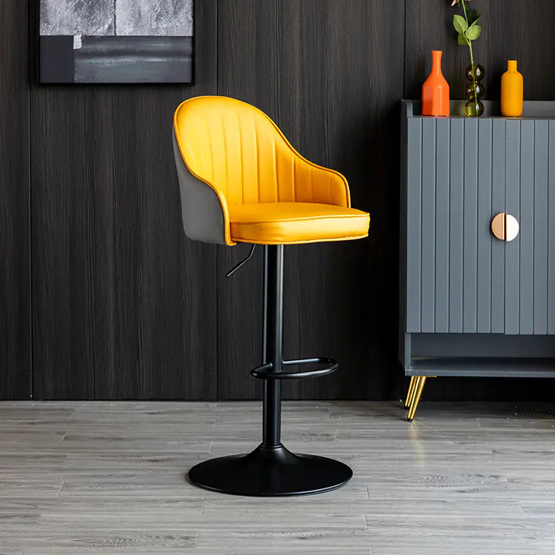 Luxury Modern Bar Chair | Adjustable Height Swivel Stool with Comfortable Backrest