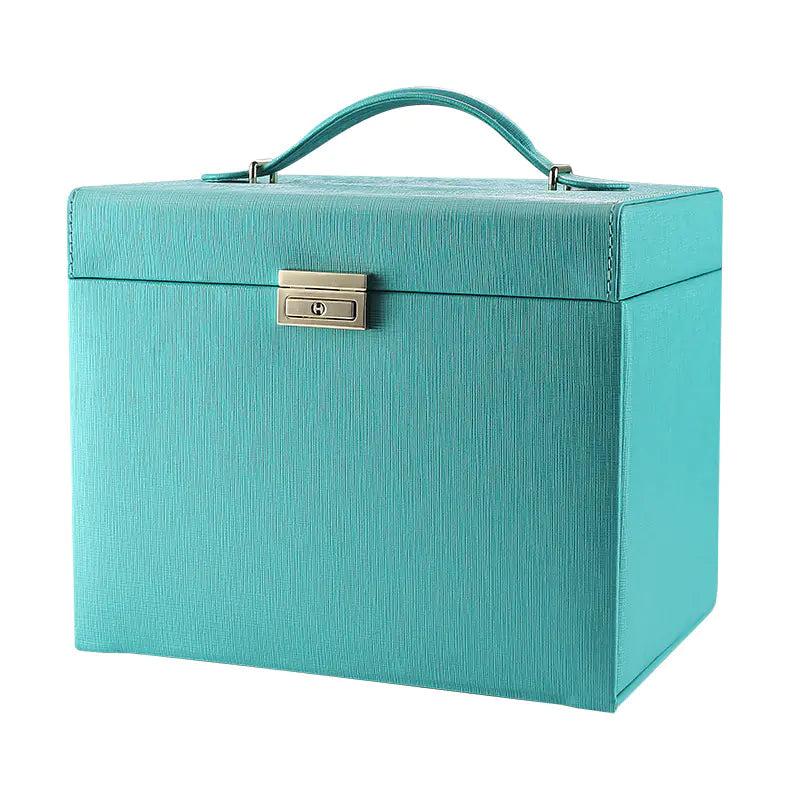 Large Jewelry Organizer Box: Mirror, Multiple Tiers & PU Leather Finish