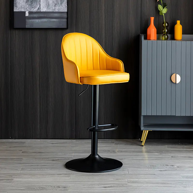 Luxury Modern Bar Chair | Adjustable Height Swivel Stool with Comfortable Backrest