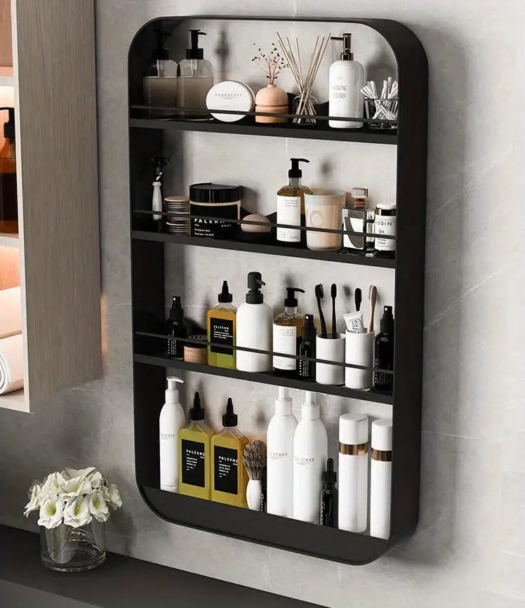Wall-Mounted Bathroom Shelf – No-Drill Storage Organizer for Toiletries & Cosmetics