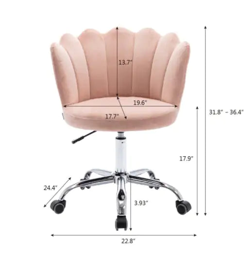 Elegant Velvet Desk Chair with Shell Back & Adjustable Height