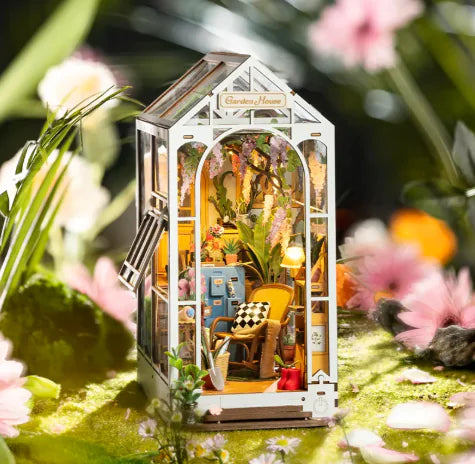 Robotime Garden House Book Nook Kit – DIY Wooden Puzzle with LED Lights