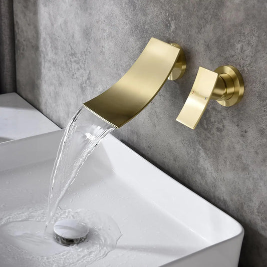 Stylish Wall-Mounted Bathroom Waterfall Faucet - Modern Design, Luxury Finish