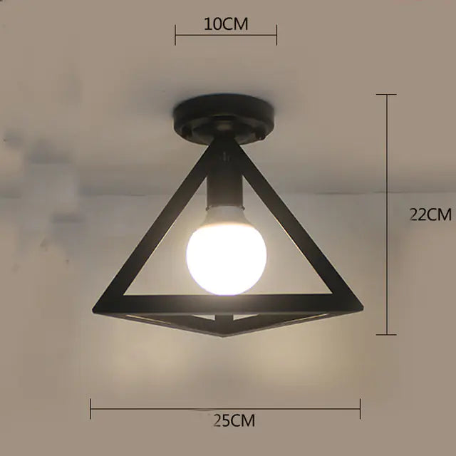 Vintage Iron Cage Ceiling Lamp – Black Metal Pendant Light, E27 Fixture