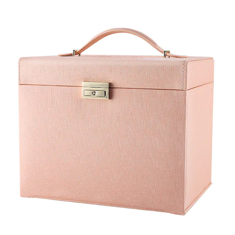 Large Jewelry Organizer Box: Mirror, Multiple Tiers & PU Leather Finish