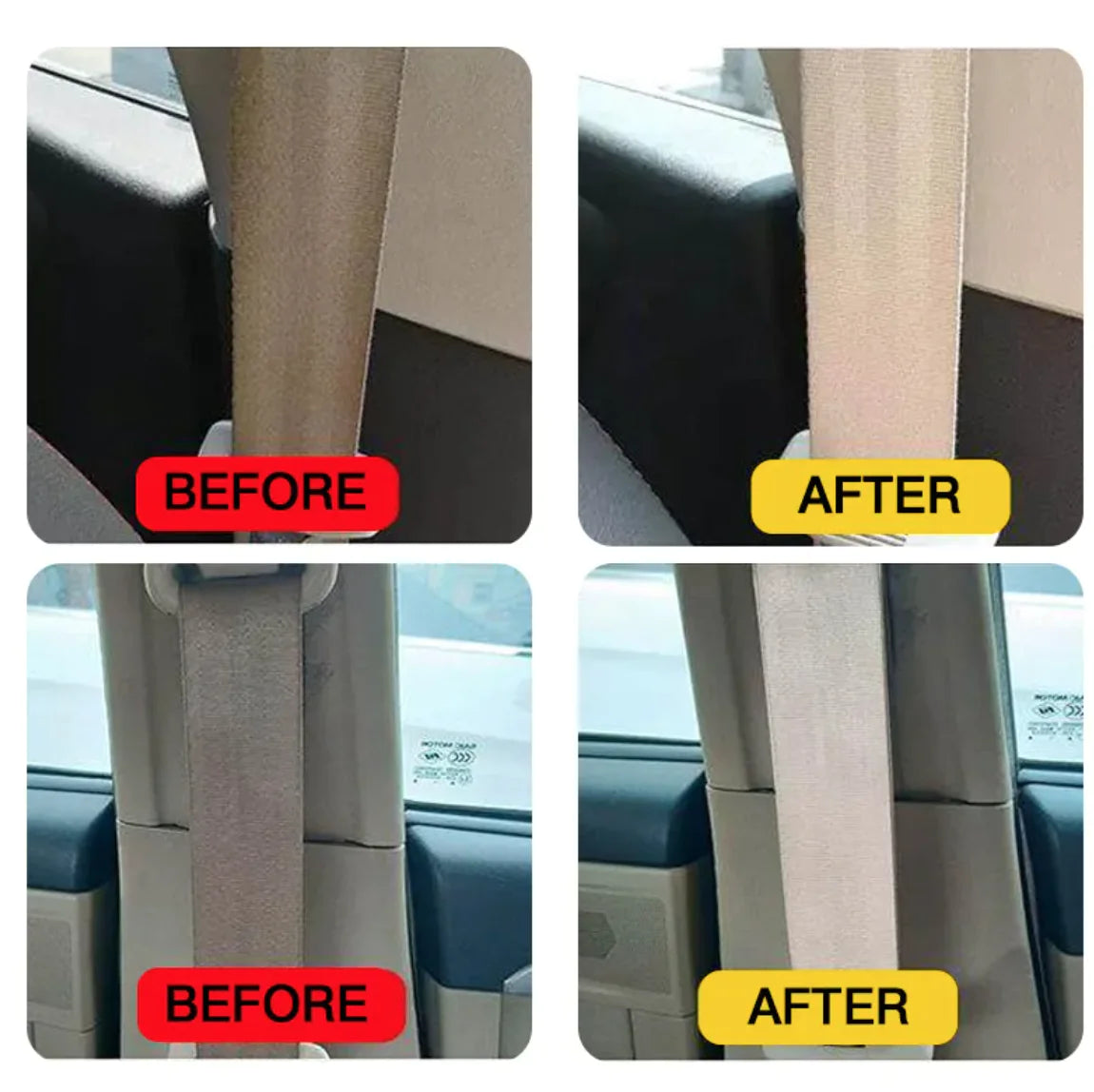 Car interior cleaning solution removing stains on seatbelt” / “Multi-surface dashboard cleaner wipe” / “Car upholstery cleaner for fabric seats