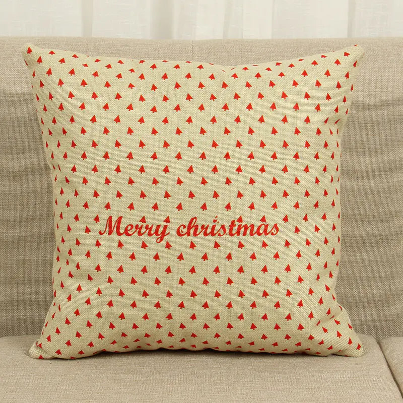 Christmas Cushion Cover 45x45cm – Premium Linen Pillowcase for Holiday Home Decor