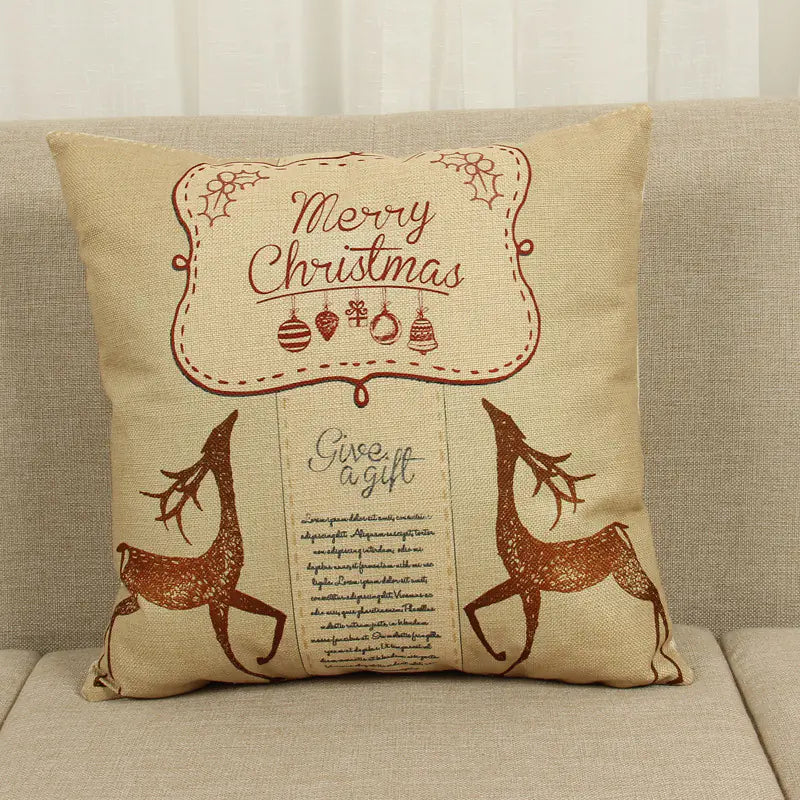 Christmas Cushion Cover 45x45cm – Premium Linen Pillowcase for Holiday Home Decor