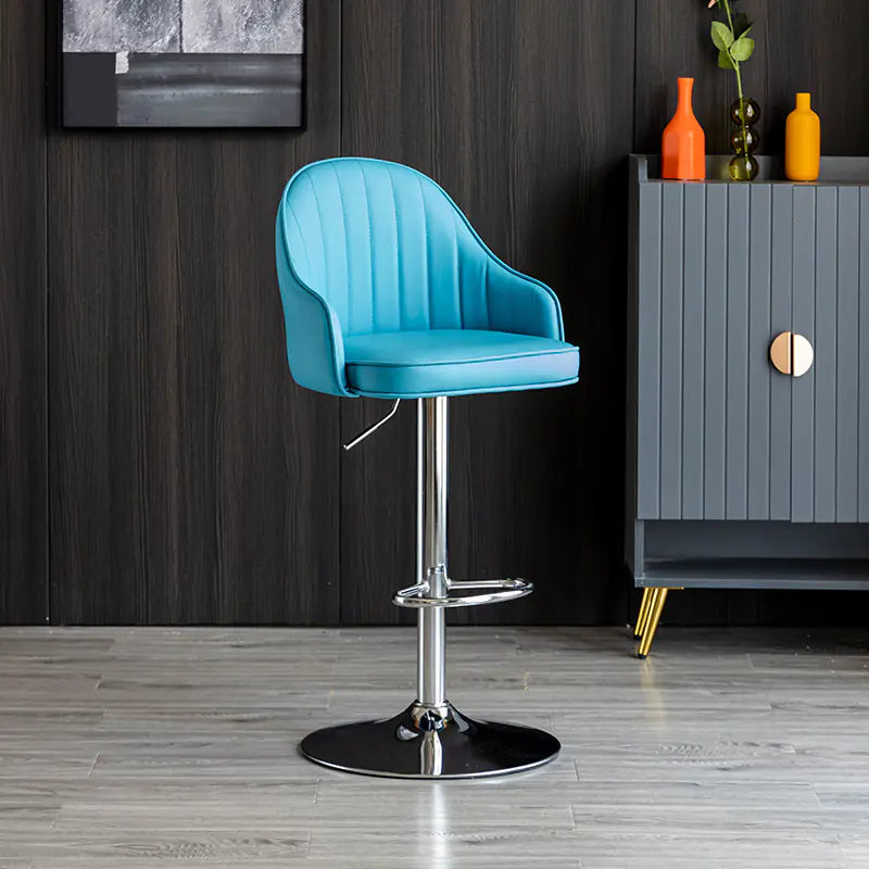 Luxury Modern Bar Chair | Adjustable Height Swivel Stool with Comfortable Backrest