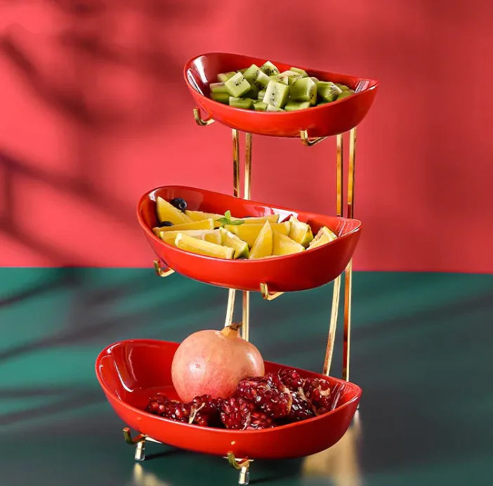 Modern Two-Tier Fruit Stand – Perfect Ceramic Display Tray for Snacks and Fruits