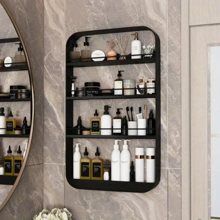 Wall-Mounted Bathroom Shelf – No-Drill Storage Organizer for Toiletries & Cosmetics