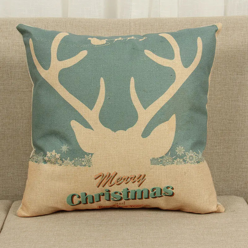 Christmas Cushion Cover 45x45cm – Premium Linen Pillowcase for Holiday Home Decor