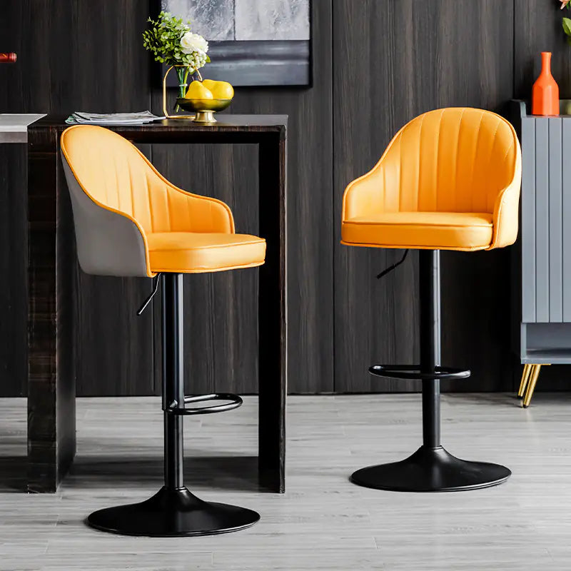 Luxury Modern Bar Chair | Adjustable Height Swivel Stool with Comfortable Backrest