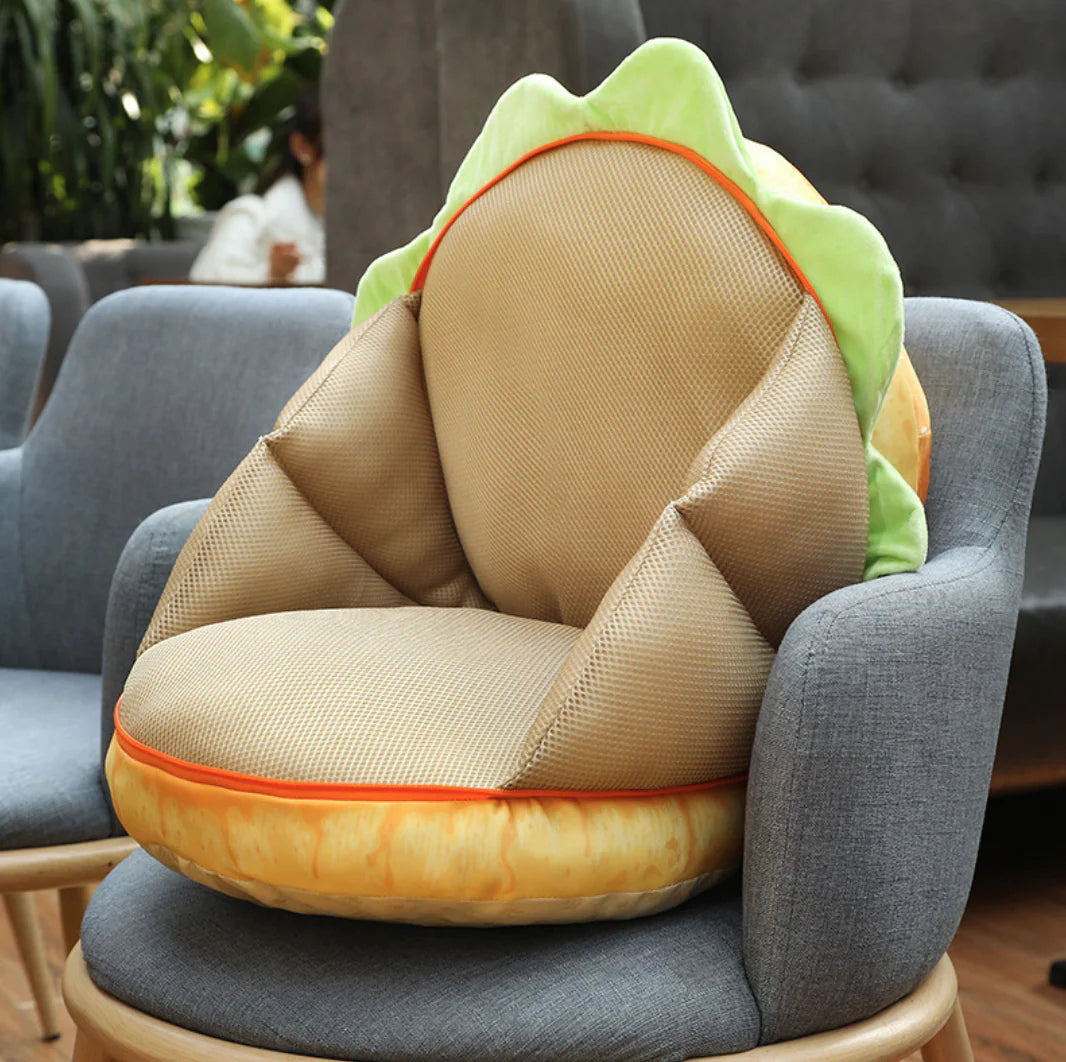 Hamburger Cushion | Fun Food Shaped Chair & Floor Pillow for Home Decor