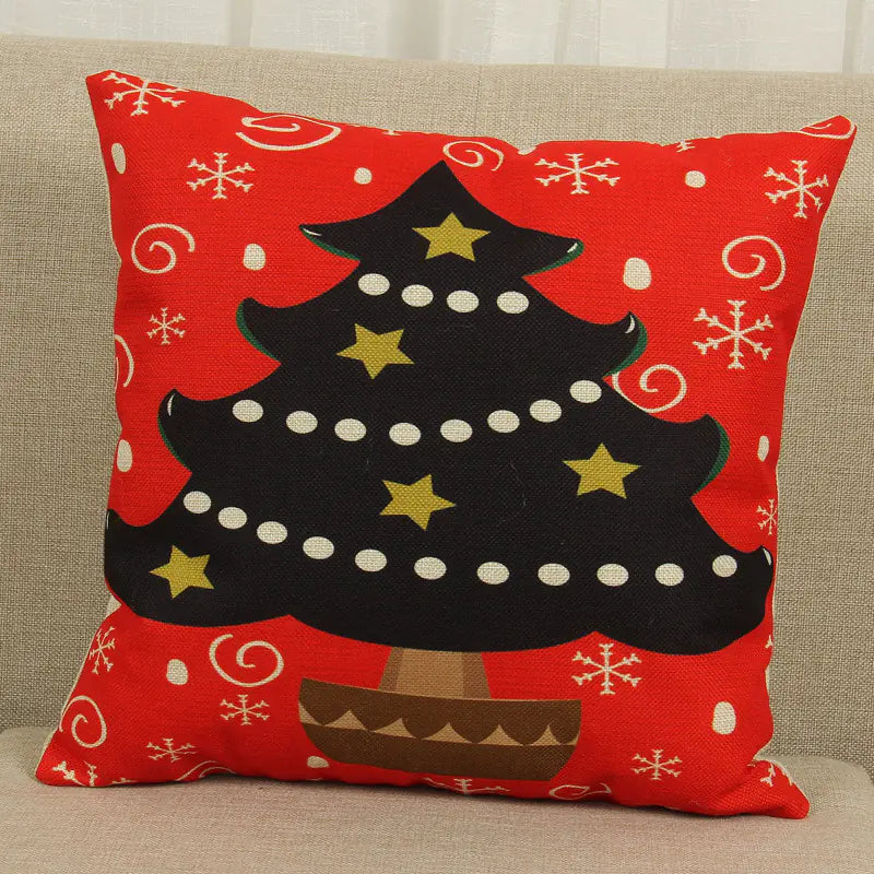 Christmas Cushion Cover 45x45cm – Premium Linen Pillowcase for Holiday Home Decor