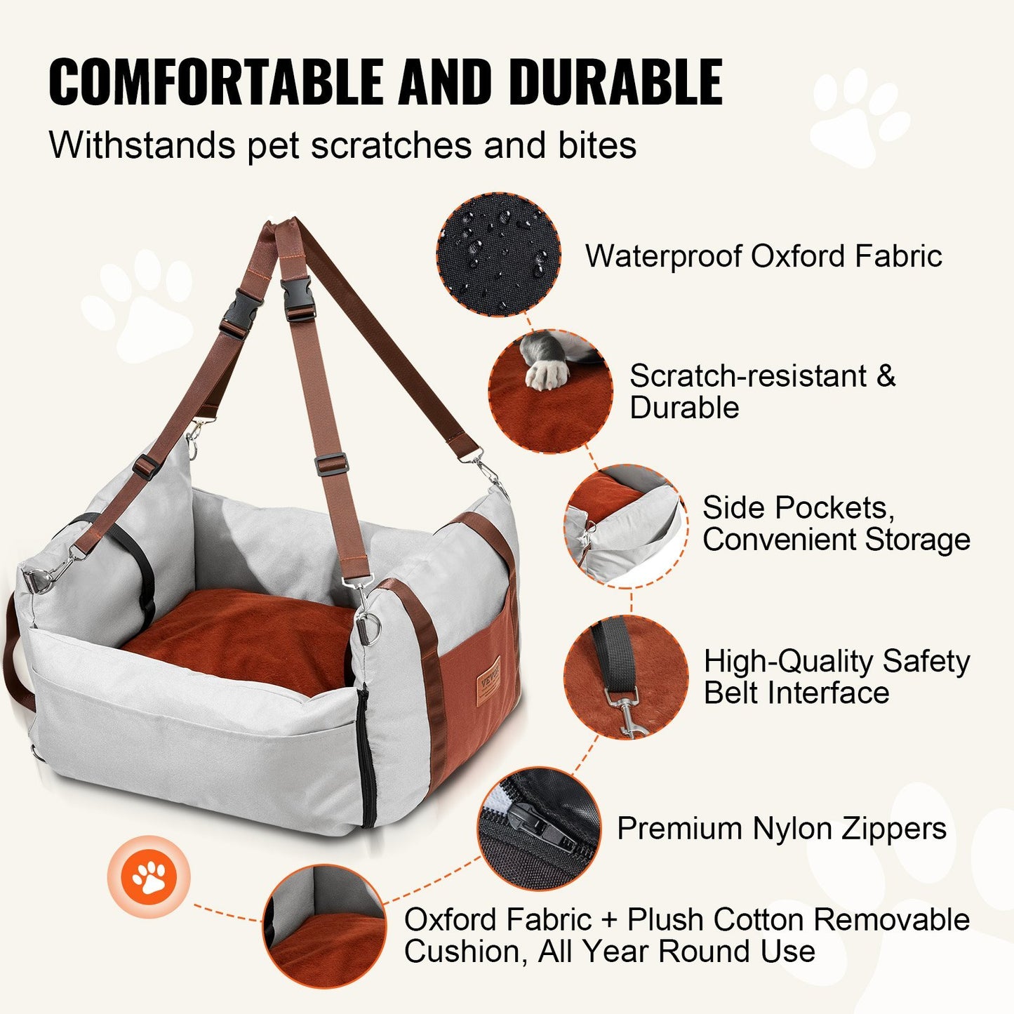 Dog Booster Car Seat – Pet Travel Seat for Small Dogs up to 25lbs