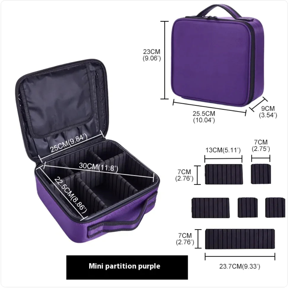 Mini Travel Makeup Bag with Adjustable Dividers