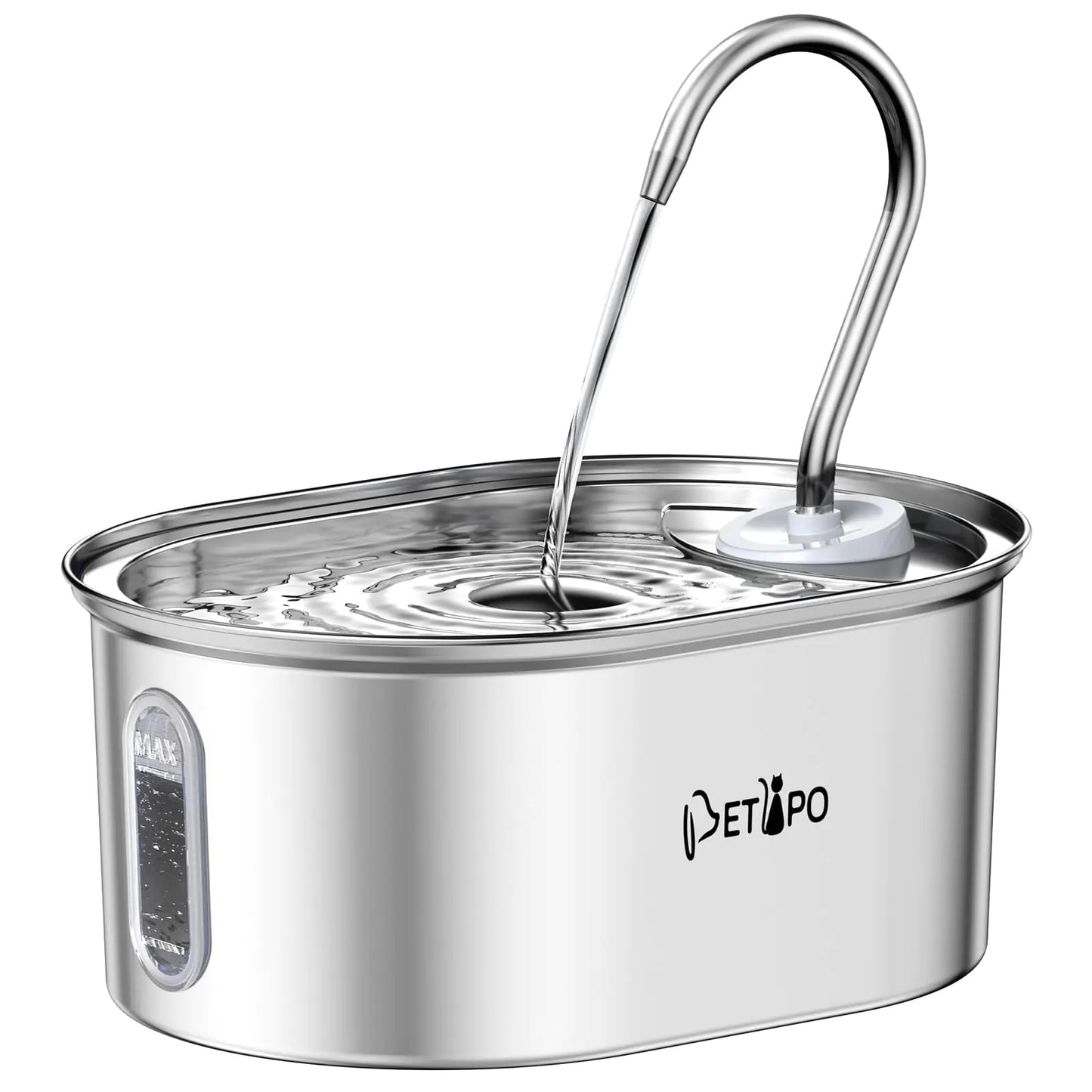 Indoor Stainless Steel Cat & Dog Water Dispenser 3.2L/108oz – Quiet Pump & Dual Flow