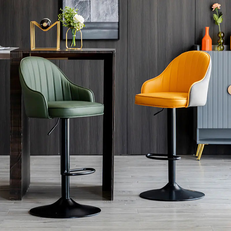 Luxury Modern Bar Chair | Adjustable Height Swivel Stool with Comfortable Backrest