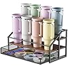 3-Tier Wooden & Iron Water Bottle Organizer for Stanley Cups – 8-Bottle Storage Rack with Pull-Out Basket