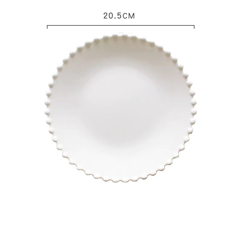 Ceramic Breakfast Plate with Pearl Edge Design