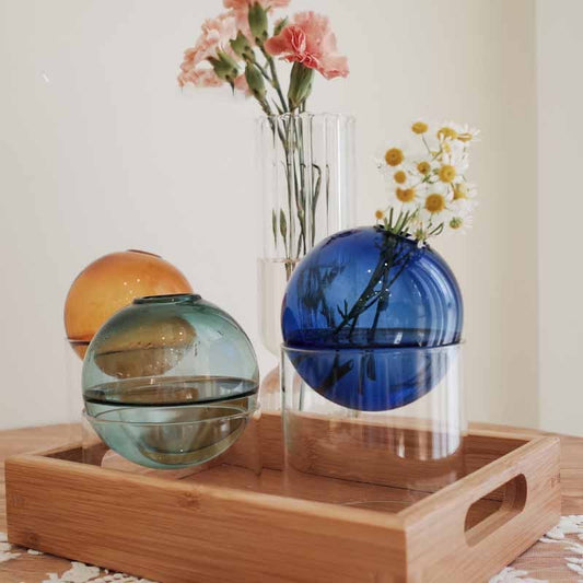 Creative Colorful Glass Bubble Vase – Modern Spherical Borosilicate Decoration