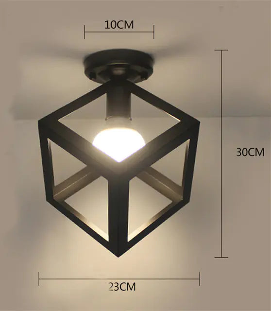 Vintage Iron Cage Ceiling Lamp – Black Metal Pendant Light, E27 Fixture