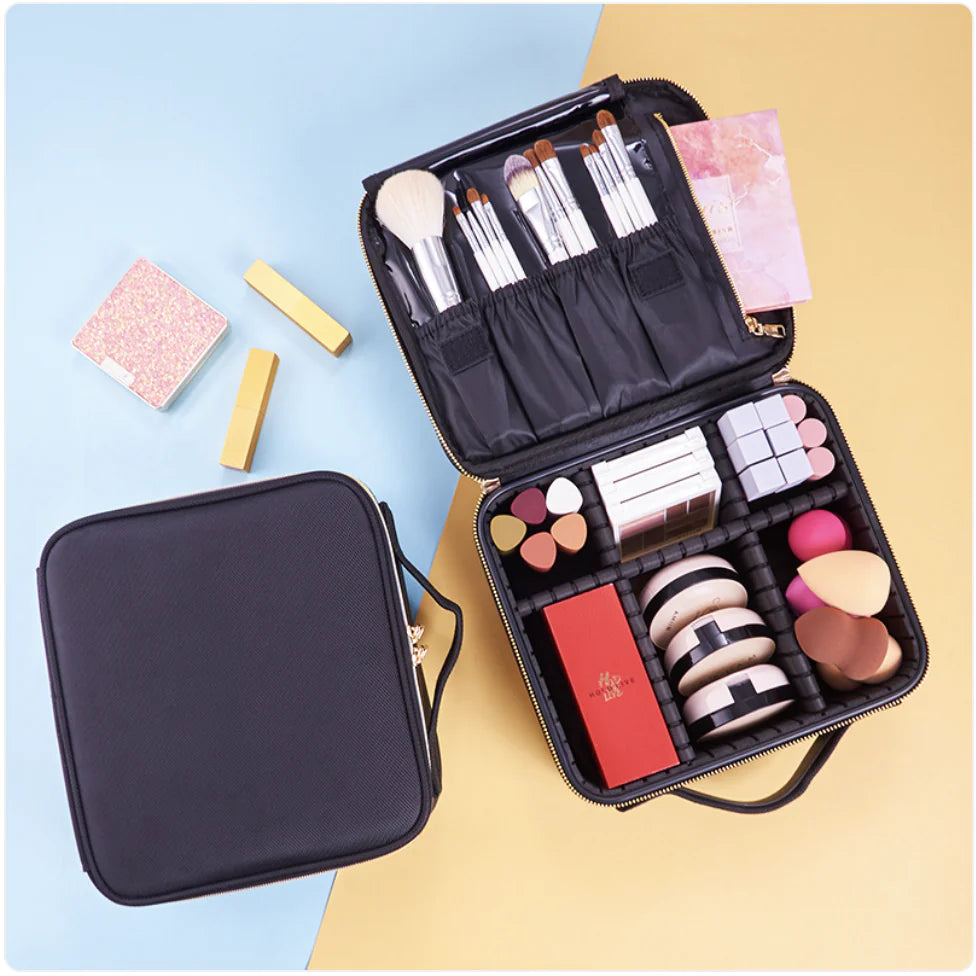 Mini Travel Makeup Bag with Adjustable Dividers