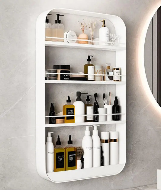 Wall-Mounted Bathroom Shelf – No-Drill Storage Organizer for Toiletries & Cosmetics