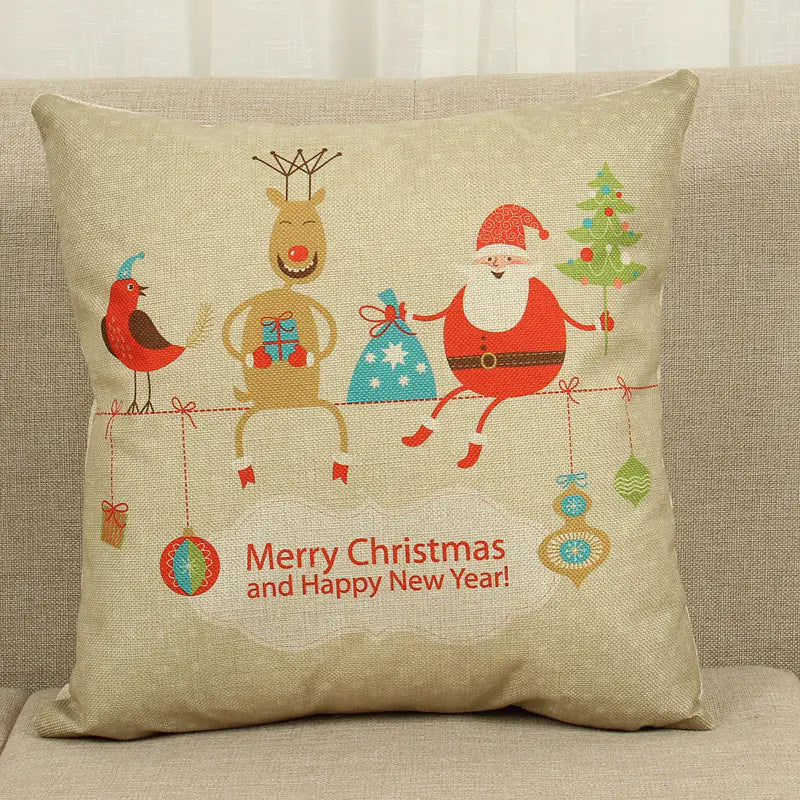 Christmas Cushion Cover 45x45cm – Premium Linen Pillowcase for Holiday Home Decor