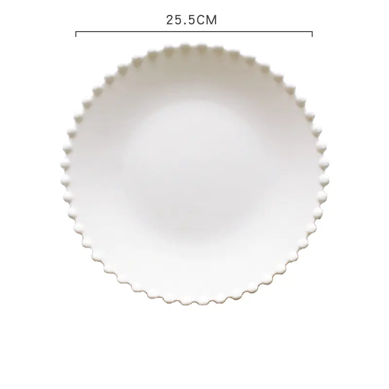 Ceramic Breakfast Plate with Pearl Edge Design