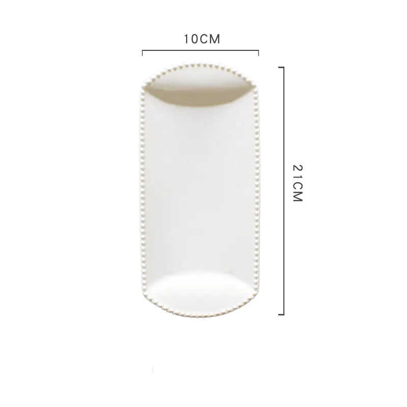 Ceramic Breakfast Plate with Pearl Edge Design