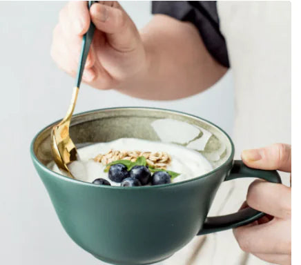 Nordic Ceramic Oatmeal Bowl with Ice Cracked Glaze
