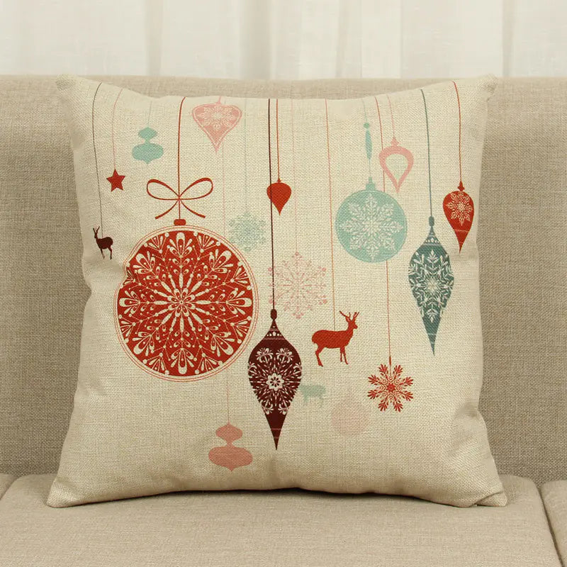 Christmas Cushion Cover 45x45cm – Premium Linen Pillowcase for Holiday Home Decor