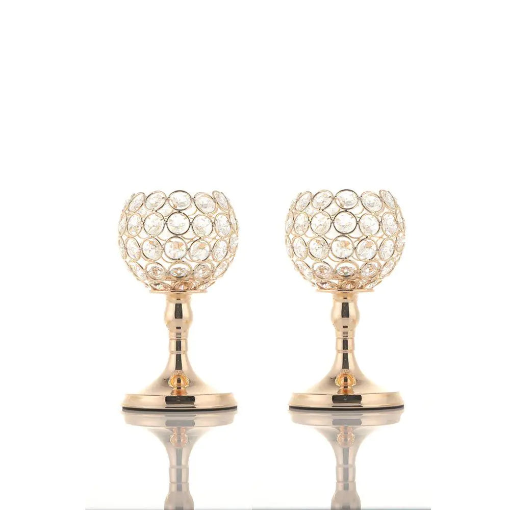 Luxury Wedding Centerpiece: Crystal Globe Gold Electroplated Candlestick Stand