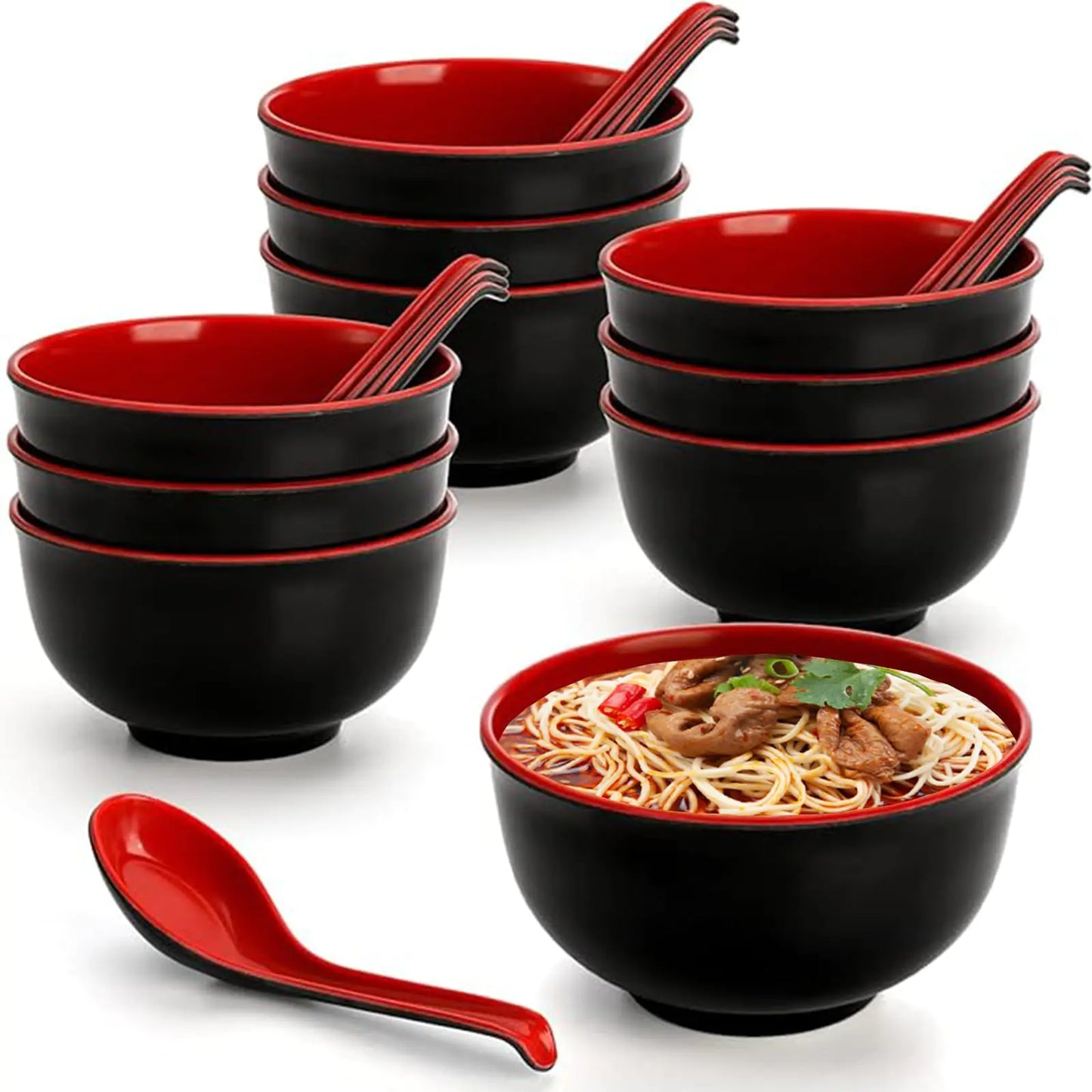 Durable, Stylish: FISDEN Unbreakable Japanese Soup Bowl Set – 16oz BPA-Free Melamine
