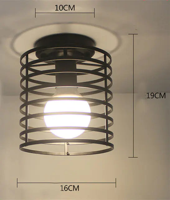 Vintage Iron Cage Ceiling Lamp – Black Metal Pendant Light, E27 Fixture