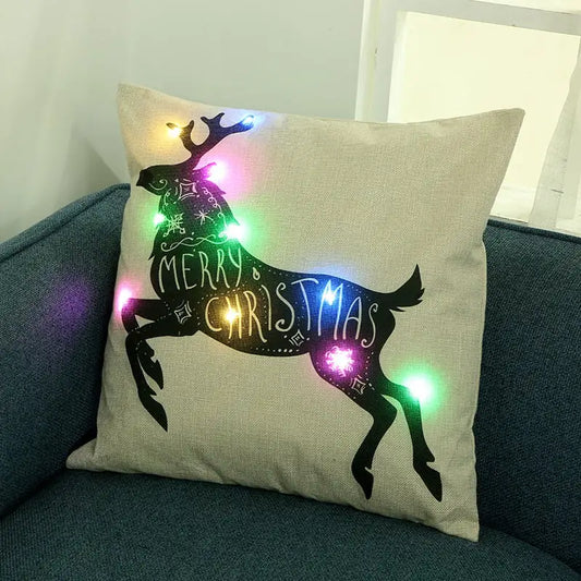 Creative LED Colored Lamp Christmas Pillow Cover