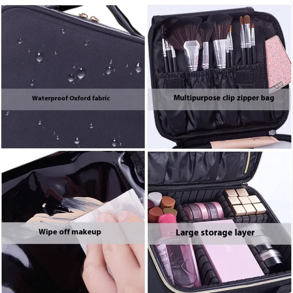 Mini Travel Makeup Bag with Adjustable Dividers