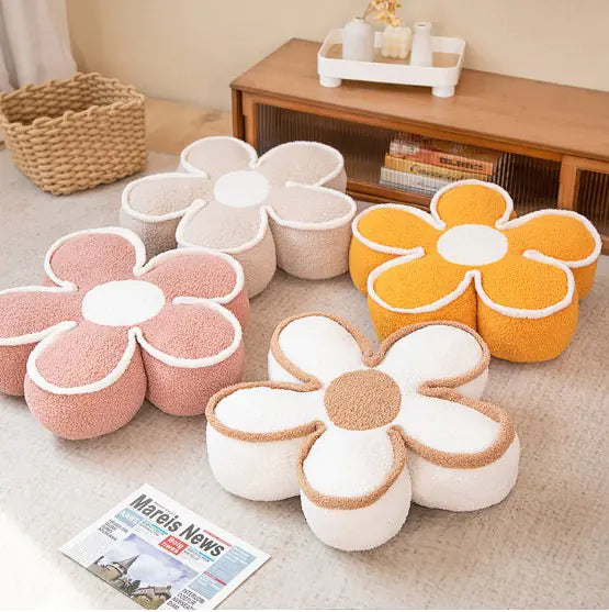 Plush Flower Pillow – Cozy Floor Cushion & Washable Backrest Decor