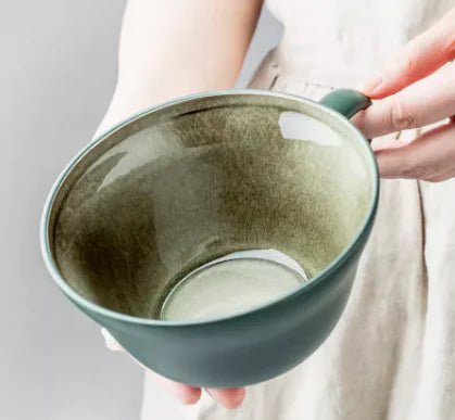 Nordic Ceramic Oatmeal Bowl with Ice Cracked Glaze