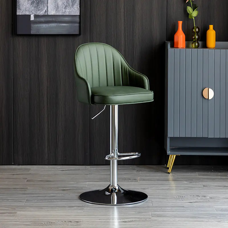 Luxury Modern Bar Chair | Adjustable Height Swivel Stool with Comfortable Backrest