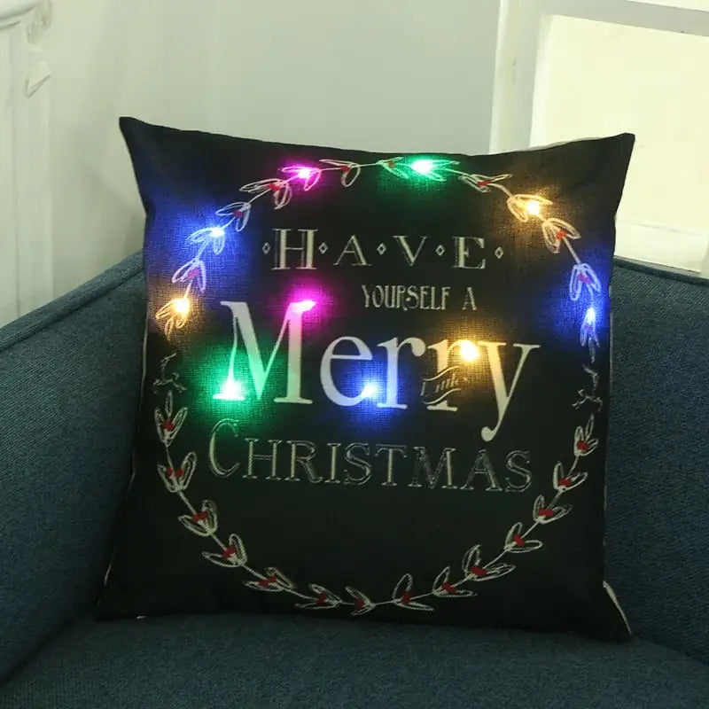 Creative LED Colored Lamp Christmas Pillow Cover